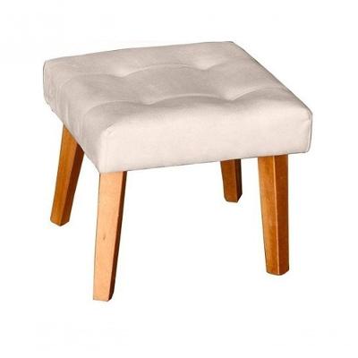 Puff Banqueta Decorativa Glamour Dubai Com Pés Quadrado Bege