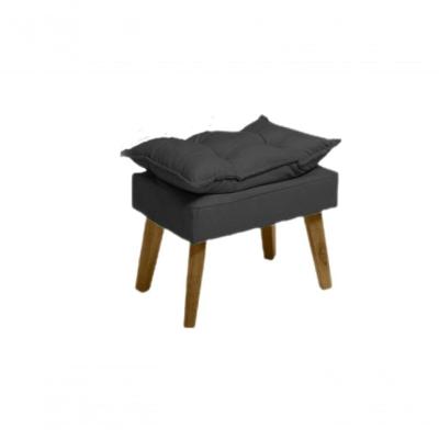 Puff Banqueta Decorativa Glamour Com Pés Quadrado Preto