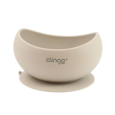 Tigela De Silicone Antimicrobiana Com Ventosa Na Cor Fendi Para Bebês