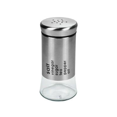 Saleiro E Pimenteiro De Vidro E Metal 100ml - Conjunto Para Temperos Multifuncional