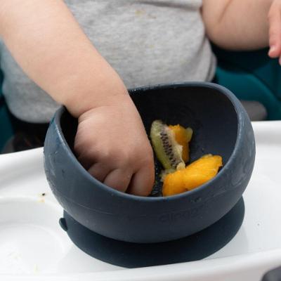 Tigela Antimicrobiana Em Silicone Com Ventosa Azul Para Bebês