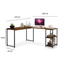 Mesa Em L Office Em Mdf Estilo Insdustrial Klm Store Imbuia/ Preto - 3