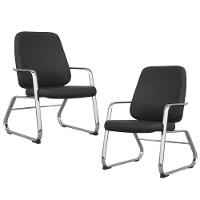 Kit 02 Cadeiras Base Cromado Maxxer F02 Preto - 1