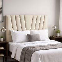 Cabeceira Cama Box King 195 Cm Lizza Em Veludo Com Frame Bege - 1