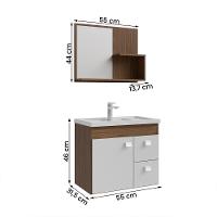 Gabinete Armário Banheiro Isa Com Cuba Espelheira 2 Gavetas Amendoa/branco - 3