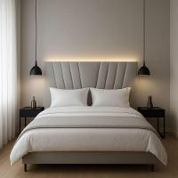 Cabeceira Cama Box King 195 Cm Joana Em Veludo Com Frame Cinza - 2