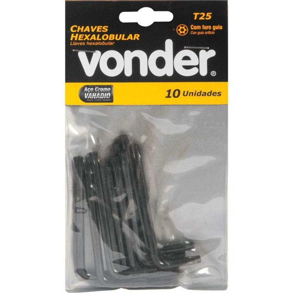 Chave Hexalobular T25 C- Furo Guia Crv C- 10 Peças Vonder - 2