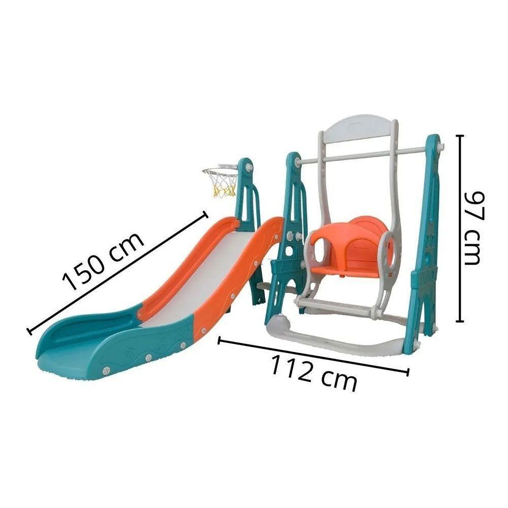 Playground Infantil 3x1 Balanço Escorregador E Cesta De Basquete - 4