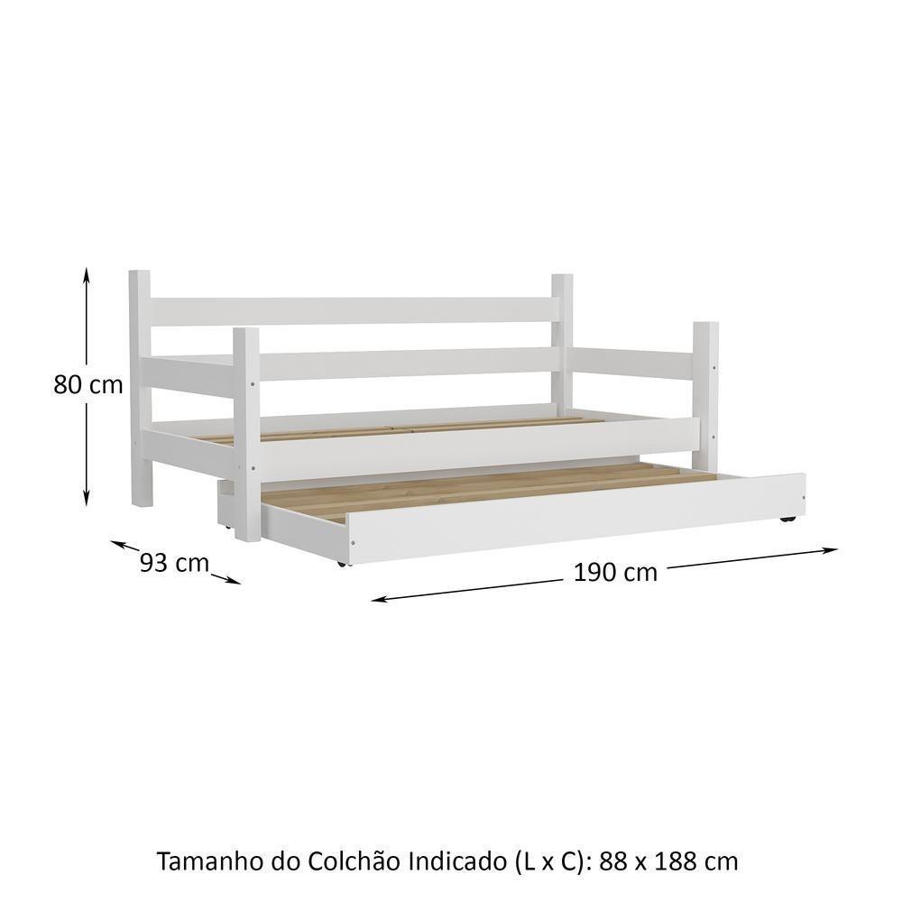 Bicama Madeira Maciça Para Colchão 78/88 X 188Cm Paris Multimóveis Vcr4139 Branco Branco - 3