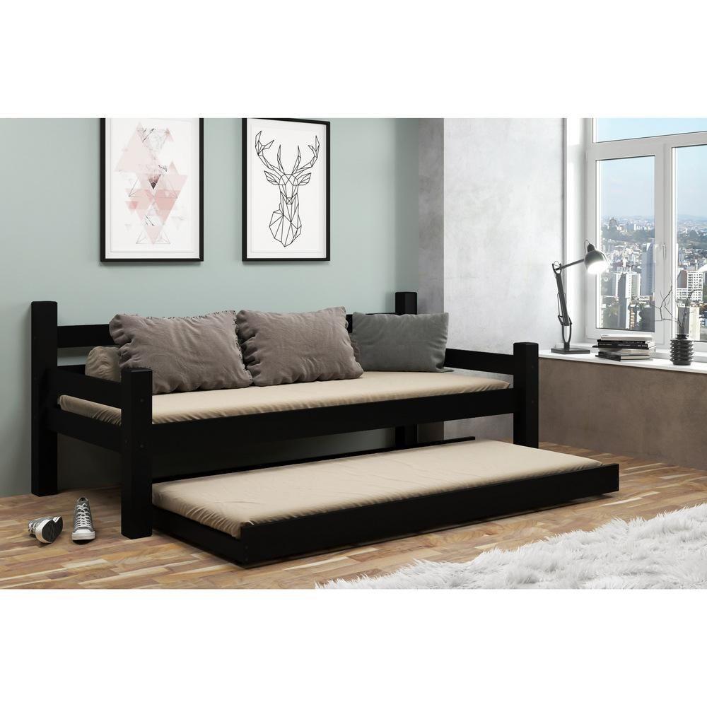 Bicama Madeira Maciça Para Colchão 78/88 X 188Cm Paris Multimóveis Vcr4139 Preto Preto - 1