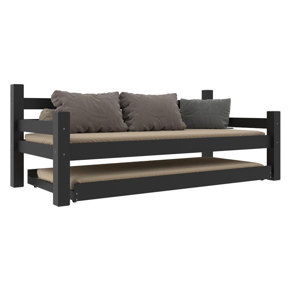 Bicama Madeira Maciça Para Colchão 78/88 X 188Cm Paris Multimóveis Vcr4139 Preto Preto - 3