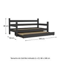 Bicama Madeira Maciça Para Colchão 78/88 X 188Cm Paris Multimóveis Vcr4139 Preto Preto - 2