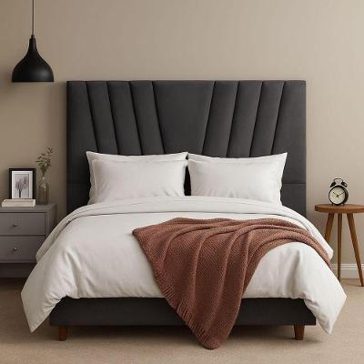Cabeceira Cama Box Solteiro 90 Cm Vivian Em Linho Com Frame Cinza Escuro