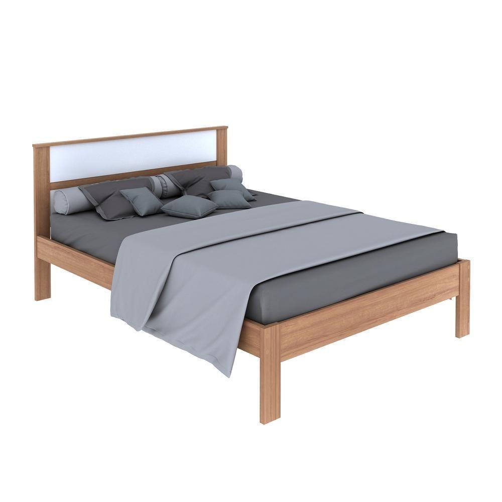 Cama De Casal Para Colchão 138 X 188 Cm Multimóveis Vcr35009 Amêndoa/Branco Amêndoa/Branco - 1