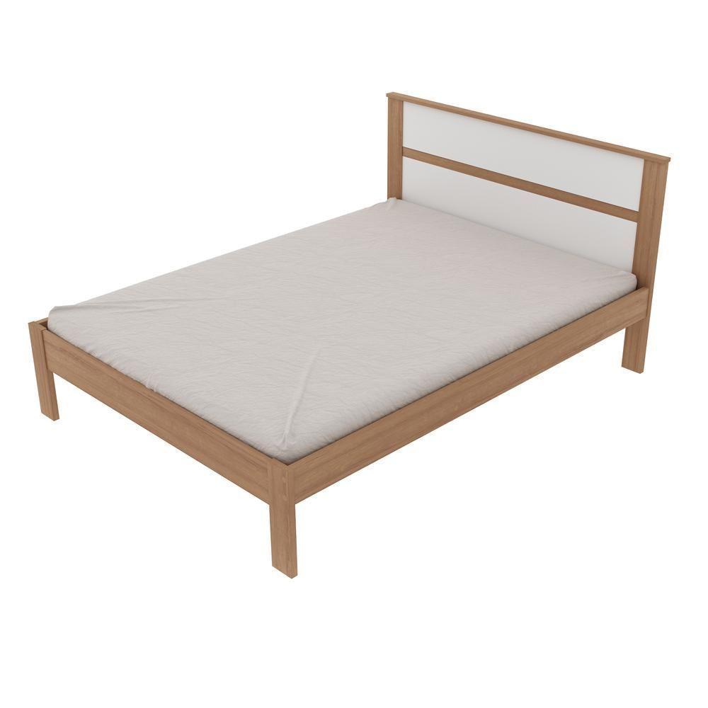 Cama De Casal Para Colchão 138 X 188 Cm Multimóveis Vcr35009 Amêndoa/Branco Amêndoa/Branco - 3