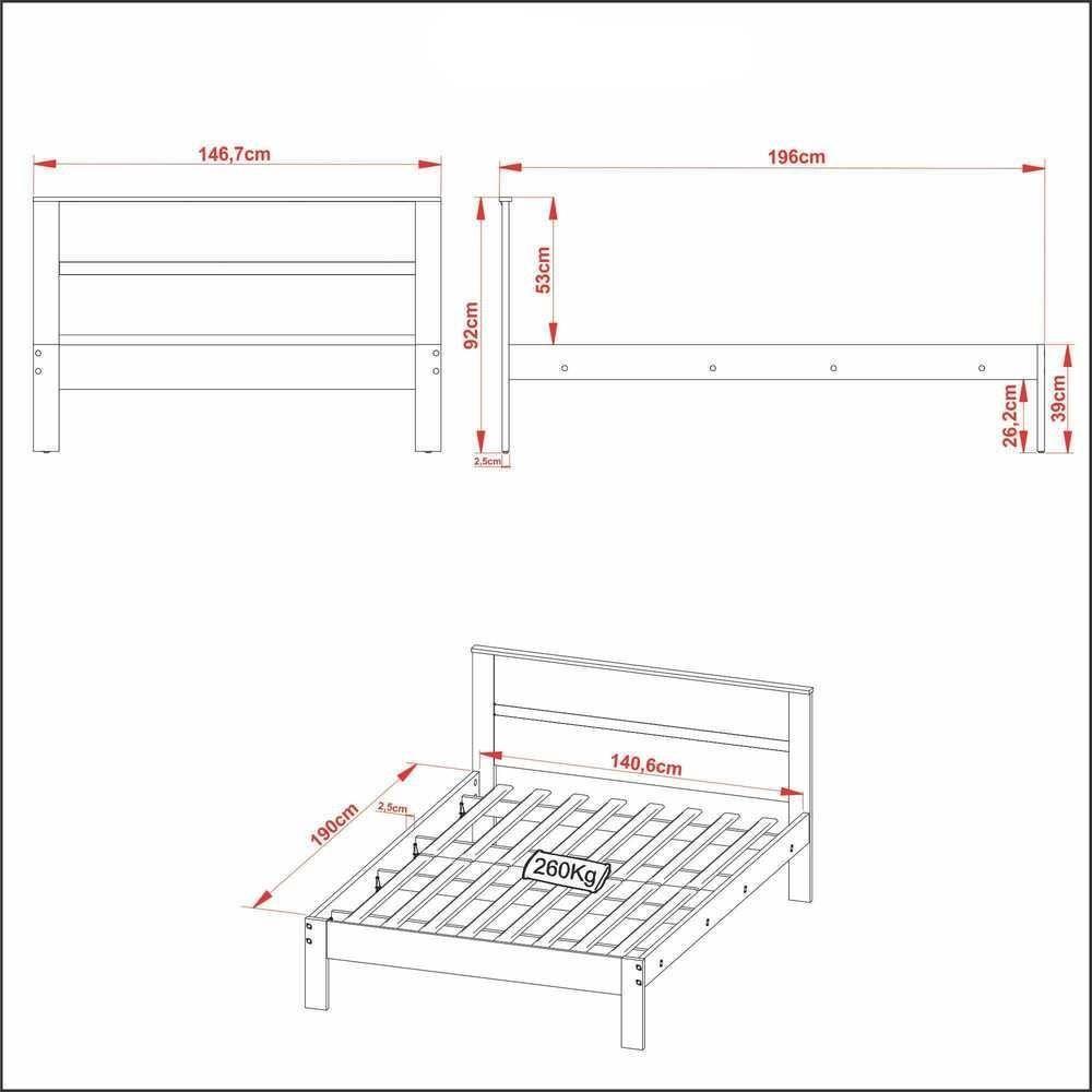 Cama De Casal Para Colchão 138 X 188 Cm Multimóveis Vcr35009 Amêndoa/Branco Amêndoa/Branco - 6