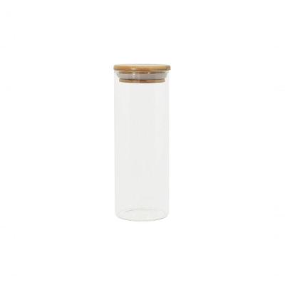 Pote De Vidro 450ml Com Tampa De Bambu - Ideal Para Armazenamento De Mantimentos