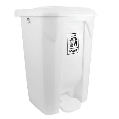 Lixeira 80 Litros Em Plástico Reforçado Com Pedal - Branca