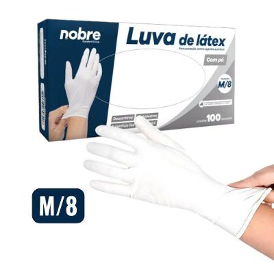 Caixa Com 100 Luvas Látex Com Pó M Nobre Saúde E Químicos Descartável Branca