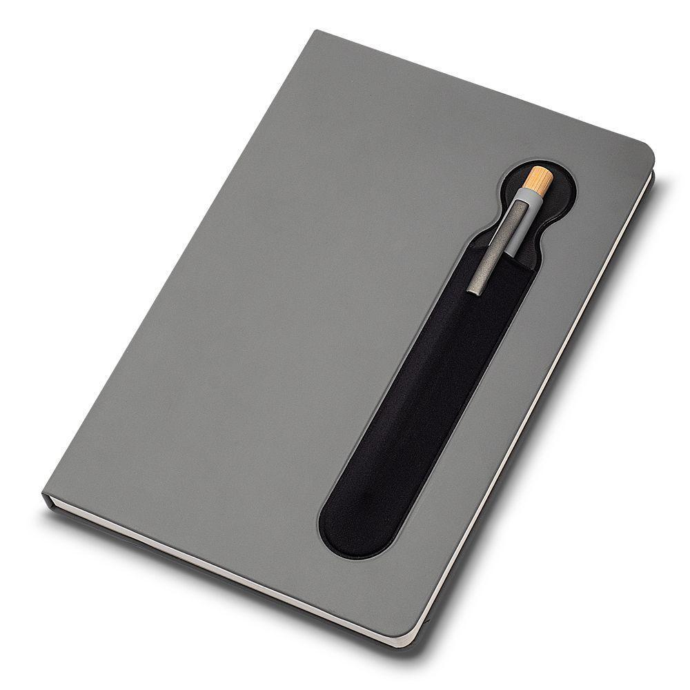 Caderno Capa Dura Com Suporte De Caneta 80 Folhas Cinza - 2