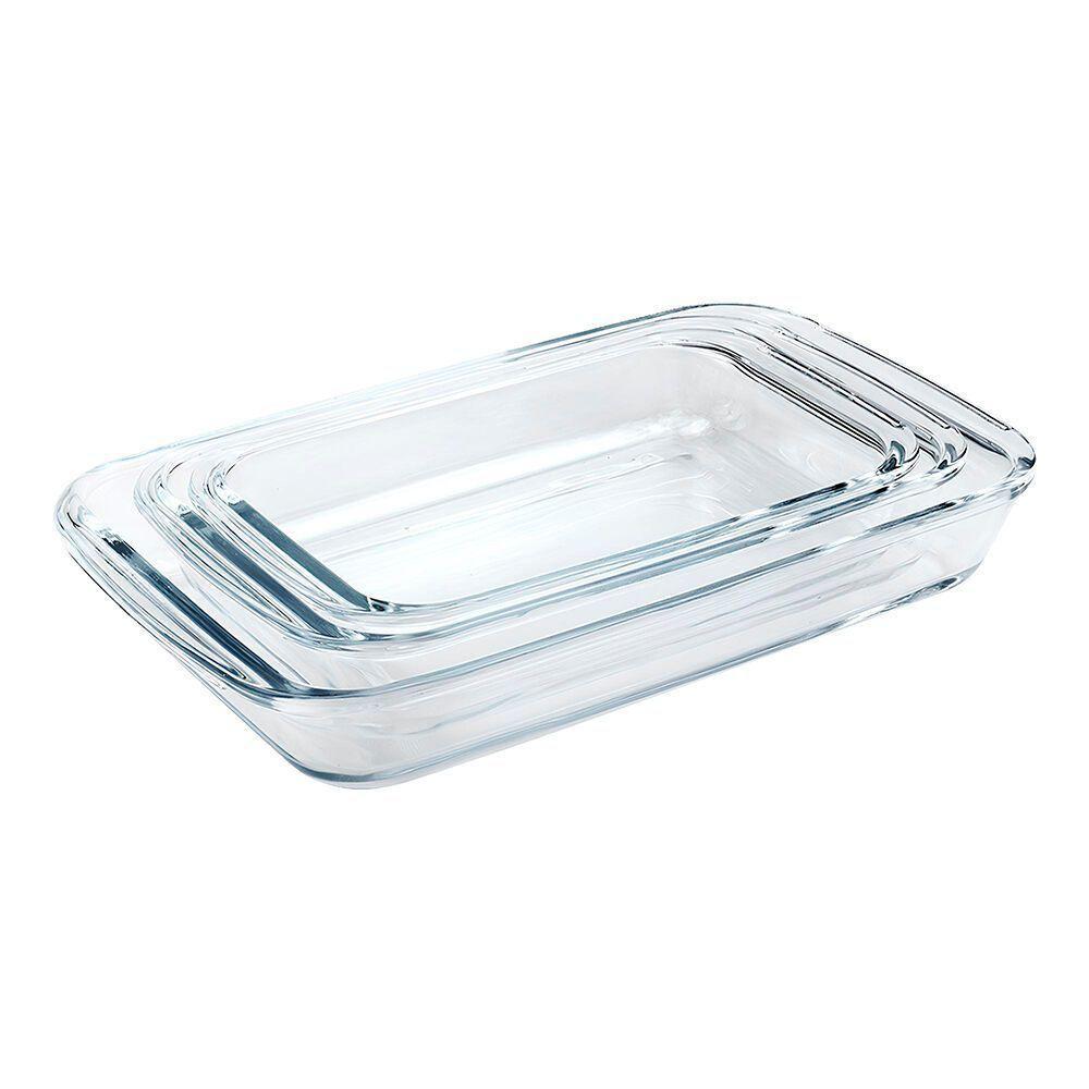 Conjunto 3 Travessas Retangulares Em Vidro Para Servir (1l+1,6l+2,2l) - 1