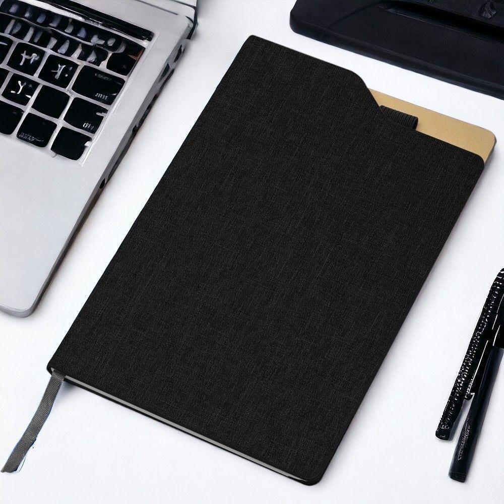Caderno Com Capa Dura E Folhas Pautadas Preto - 1