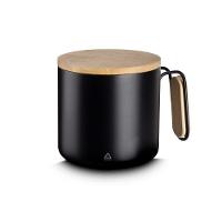 Caneca Em Inox Com Tampa De Bambu Parede Dupla 380ml Preta - 1