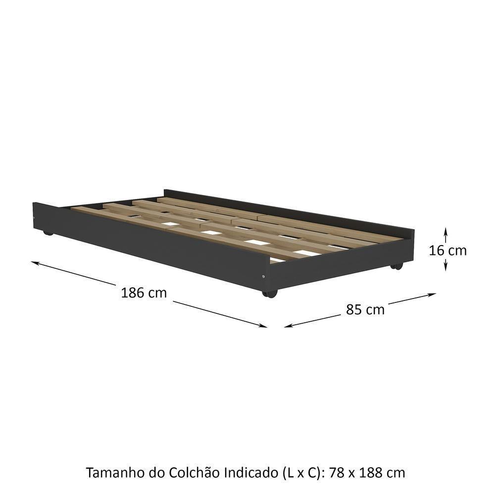 Cama Auxiliar Solteiro Com Colchão Incluso Multimóveis Cr35104 Preto - 4