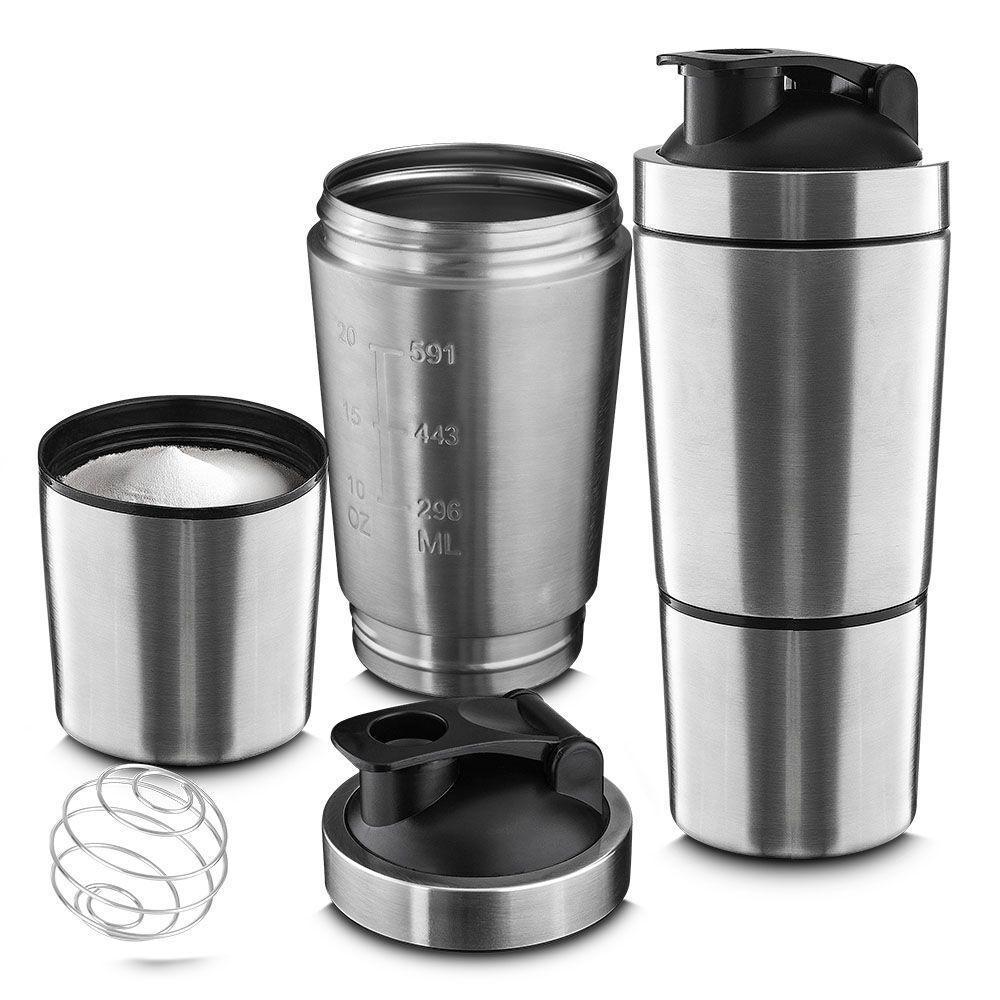 Garrafa Coqueteleira Inox 750ml Com Copo Adicional E Mola Misturadora - 3