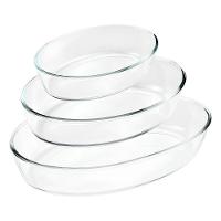 Jogo De Travessas Ovais Em Vidro Para Servir 3 Peças (1,5l+2l+3l) - 1