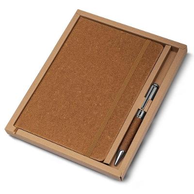 Caderno De Anotações Courino Com Elástico E Caneta Marrom