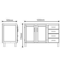 Balcão De Pia Para Cozinha 120 Cm 2 Portas 4 Gavetas Frida Imbuia Fosco - 2