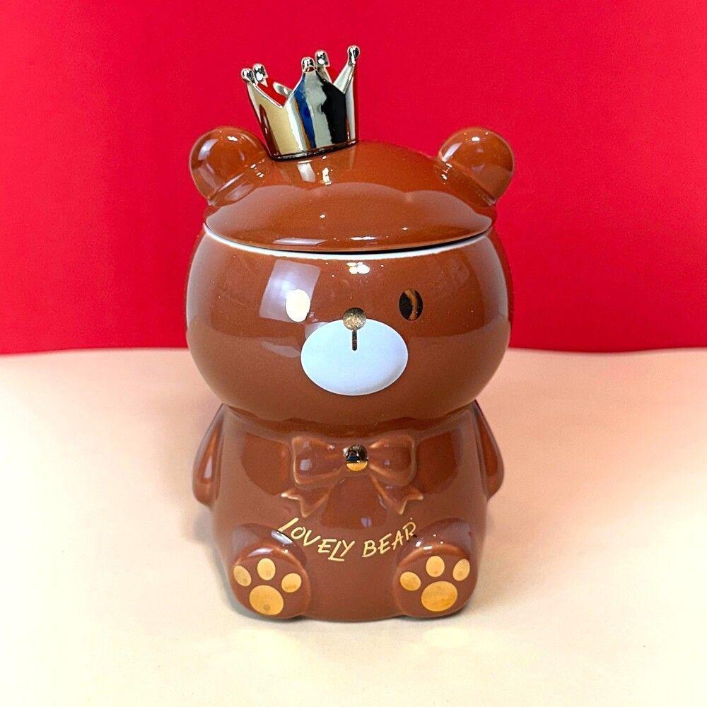 Caneca 3d Ursinho Marrom Com Tampa E Colher - Ideal Para Chá E Café, ótima Para Presentes! - 5