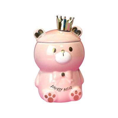 Caneca 3d Porcelana Ursinho Rosa Com Tampa E Colher ? Aconchego E Diversão No Café Da Manhã