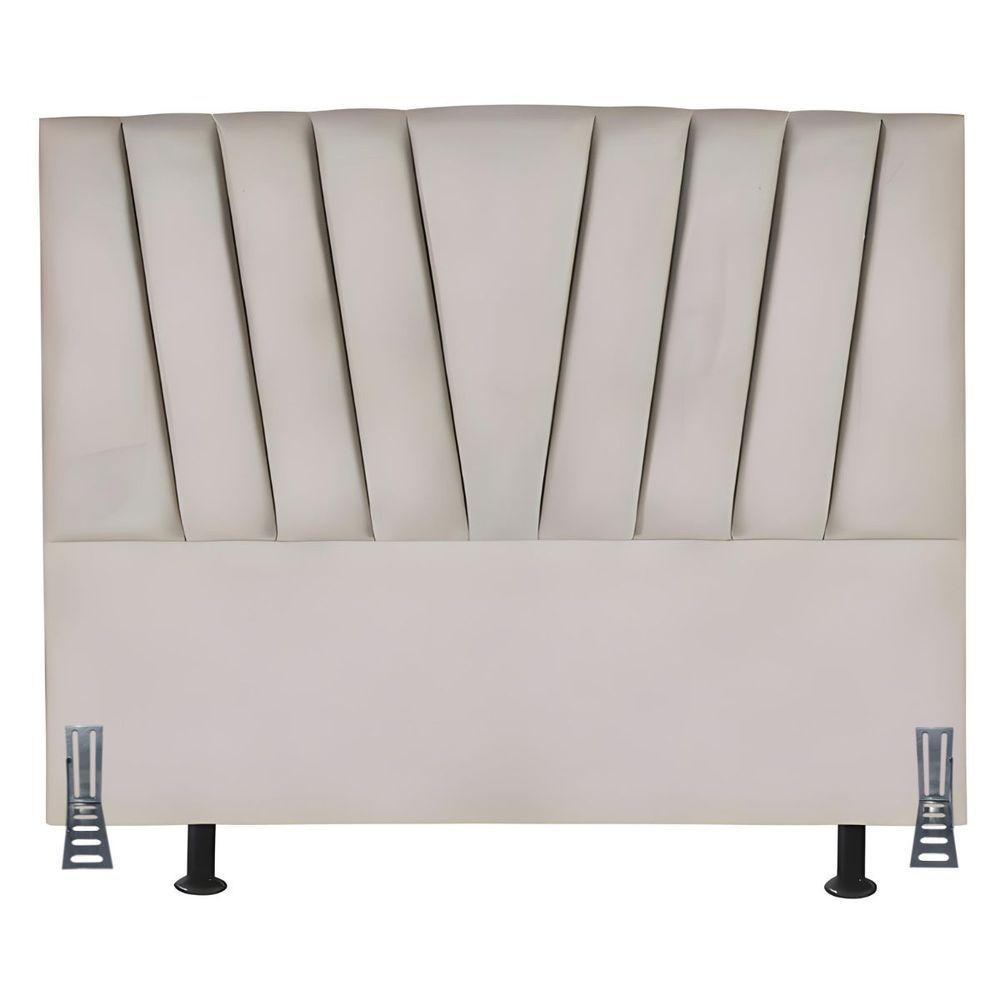 Cabeceira Cama Box Queen 160 Cm Lizza Em Corino Com Frame Bege - 2
