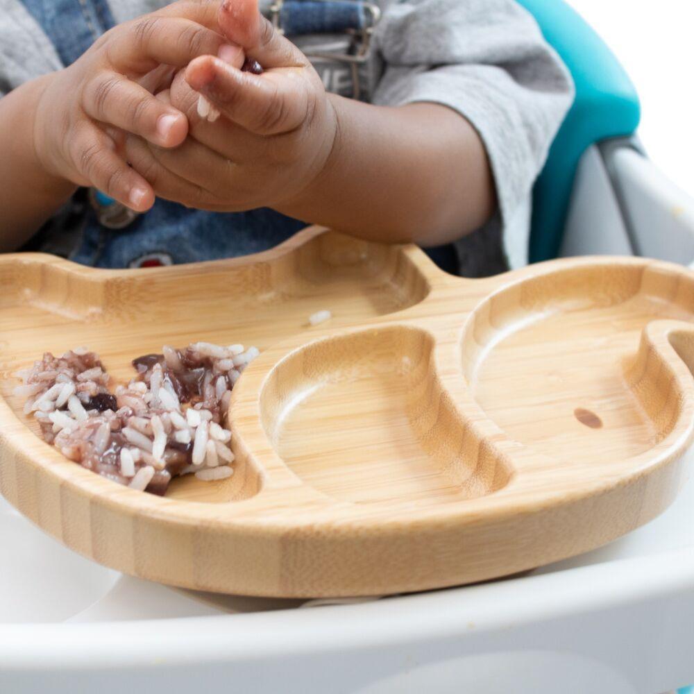 Prato De Bambu Infantil Com Ventosa E Divisórias Antibacterianas Para Refeições Seguras - 4