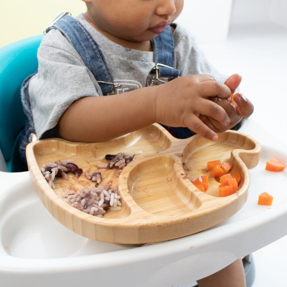 Prato De Bambu Infantil Com Ventosa E Divisórias Antibacterianas Para Refeições Seguras - 5
