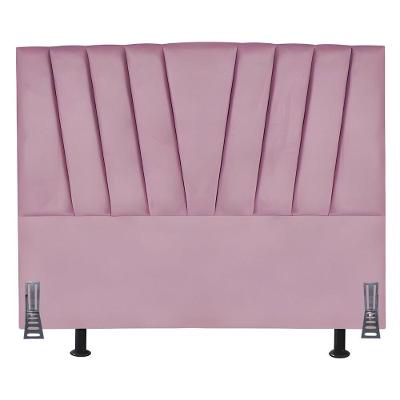 Cabeceira Cama Box Casal 140 Cm Safira Em Veludo Com Frame Rosa