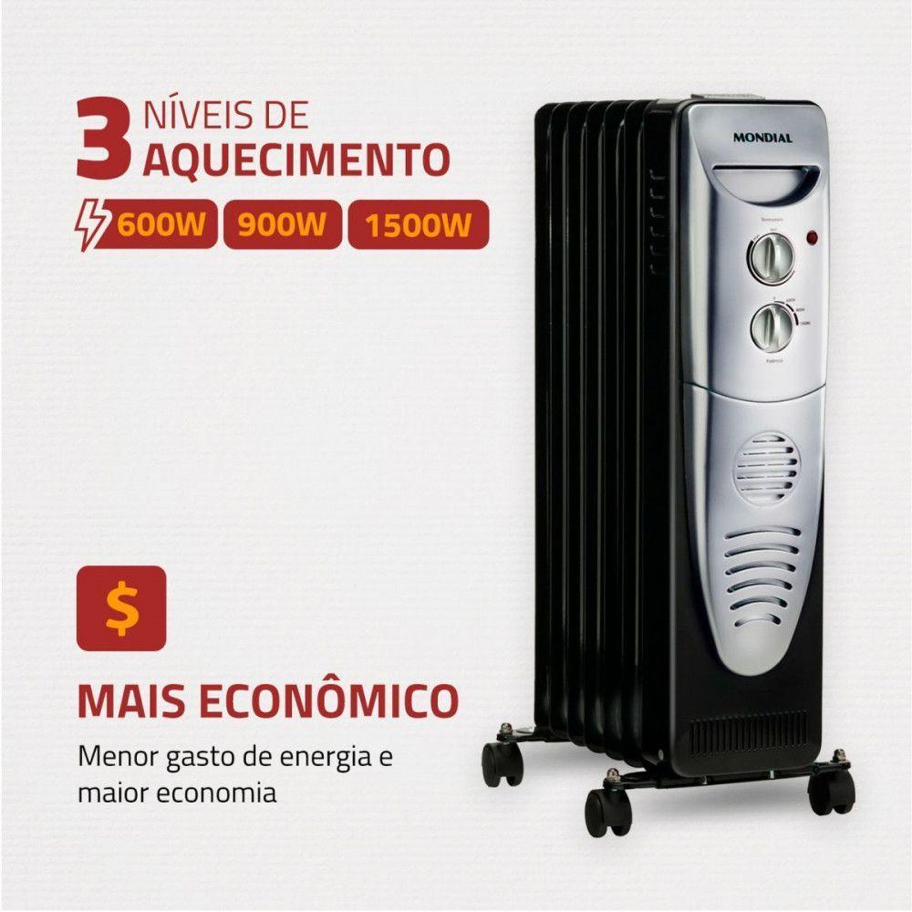 Aquecedor A óleo Mondial A-06 Preto Com Prata 127V - 4