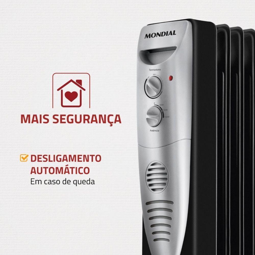 Aquecedor A óleo Mondial A-06 Preto Com Prata 127V - 6