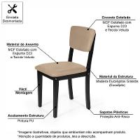 Mesa De Jantar Redonda Gabi Preta Com 4 Cadeiras Estofadas Ella Preto/bege