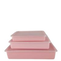 Kit 3 Potes Porta Alimentos Mantimentos Freezer Microondas Multi Tamanhos Marmita Fitness Lancheira Rosa - 5