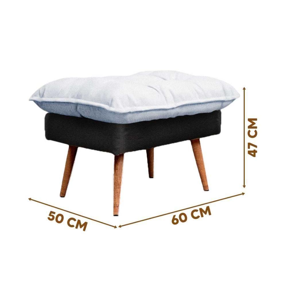 Poltrona Reclinável Em 3 Posições Com Puff Em Linho Premium Grafite/preto Grafite/preto C/puff Roma - 8