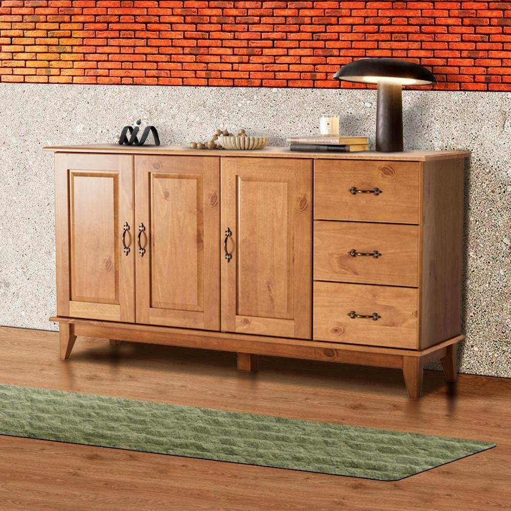 Balcão 3 Portas 3 Gavetas Aparador Madeira Maciça Repleta - 1