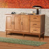 Balcão 3 Portas 3 Gavetas Aparador Madeira Maciça Repleta - 1