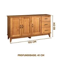 Balcão 3 Portas 3 Gavetas Aparador Madeira Maciça Repleta