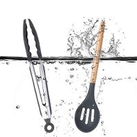 Kit De Utensílios Cozinha Em Silicone E Bambu 12 Peças Preto - 6