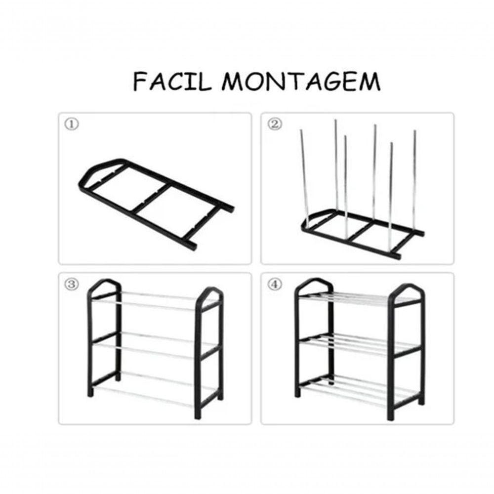 Kit 2 Un Sapateira Organizadora Desmontável 12 E 8 Pares Preto - 3