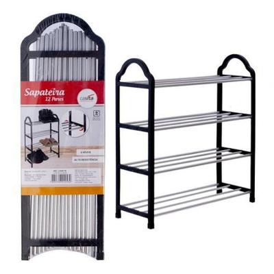 Kit 2 Un Sapateira Organizadora Desmontável 12 E 8 Pares Preto