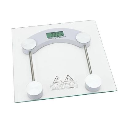 Balança Digital Eletrônica Para Banheiro Academia Quarto Quadrada Transparente De Chão 180kg